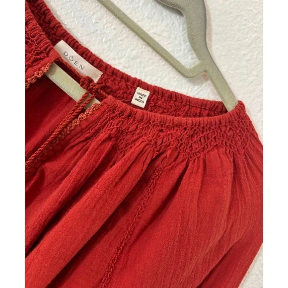 Doen Embroidered Gauze Top Boho Blouse S Small - Picture 2 of 5